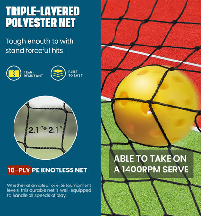 Elevate Your Game with the Bagail Portable Pickleball Net Set - 22 FT Regulation & 11 FT Half Court Sizes, Complete with Wheels, Ball Collector, Carry Bag, and 4 Pickle Balls for Ultimate Fun!