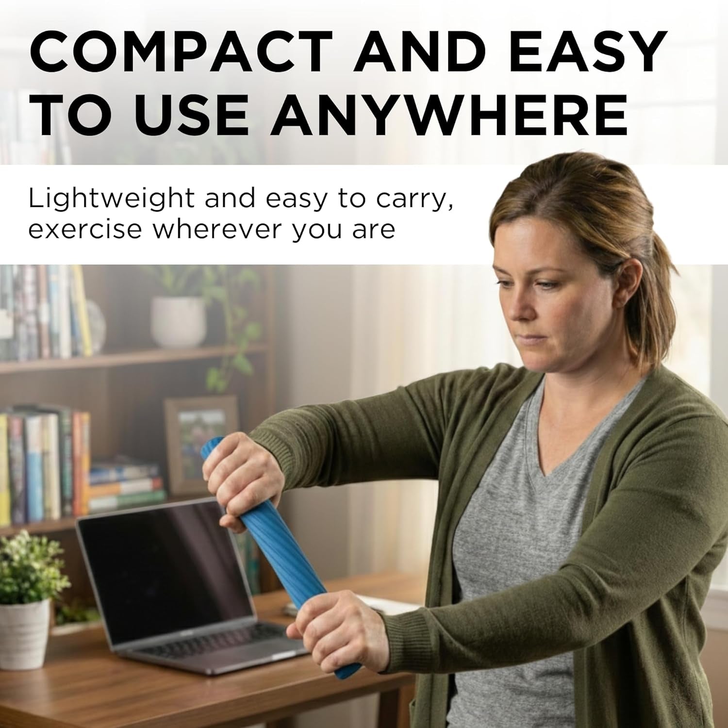 Flexbar Resistance Bar, Heavy, Blue Flex Therapy Bar for Physical Therapy, Wrist & Forearm Exercise Equipment, Non Slip Grip, Compact Design