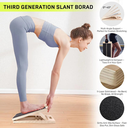 Elevate Your Stretching Routine with Our Adjustable Wooden Slant Board - Perfect for Calf Stretching, Leg Exercises, and Physical Therapy!